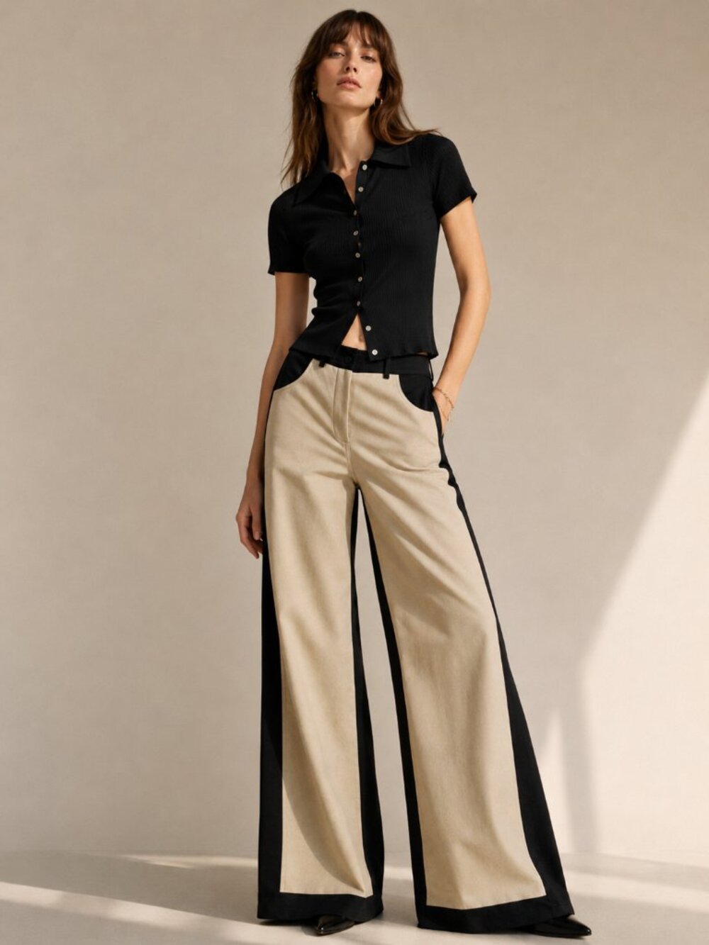 PierAntonioGaspari Faux Suede Jeans Pants Beige Black Italian Size 42 NWT